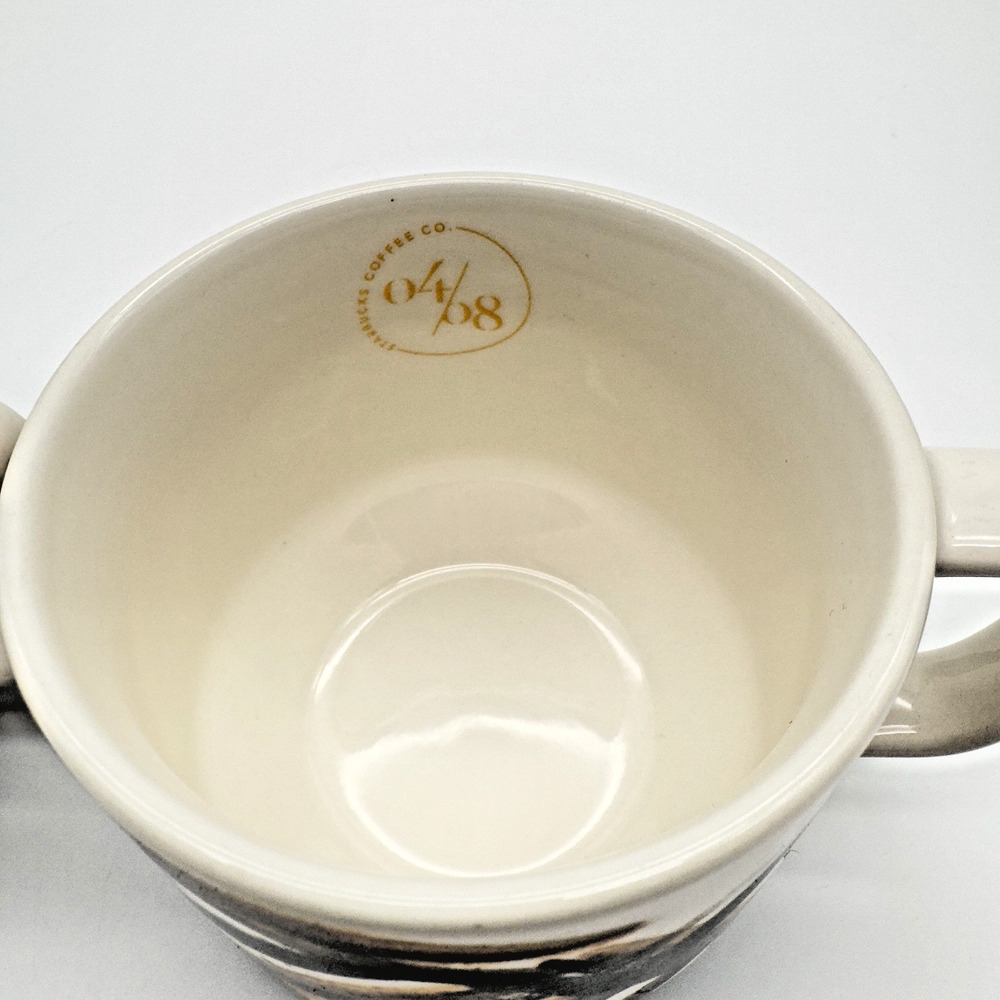 Starbucks Artisan Series Mugs 03/08 04/08 Set of Two 12oz Brown Cream 2014 - Picture 7 of 10